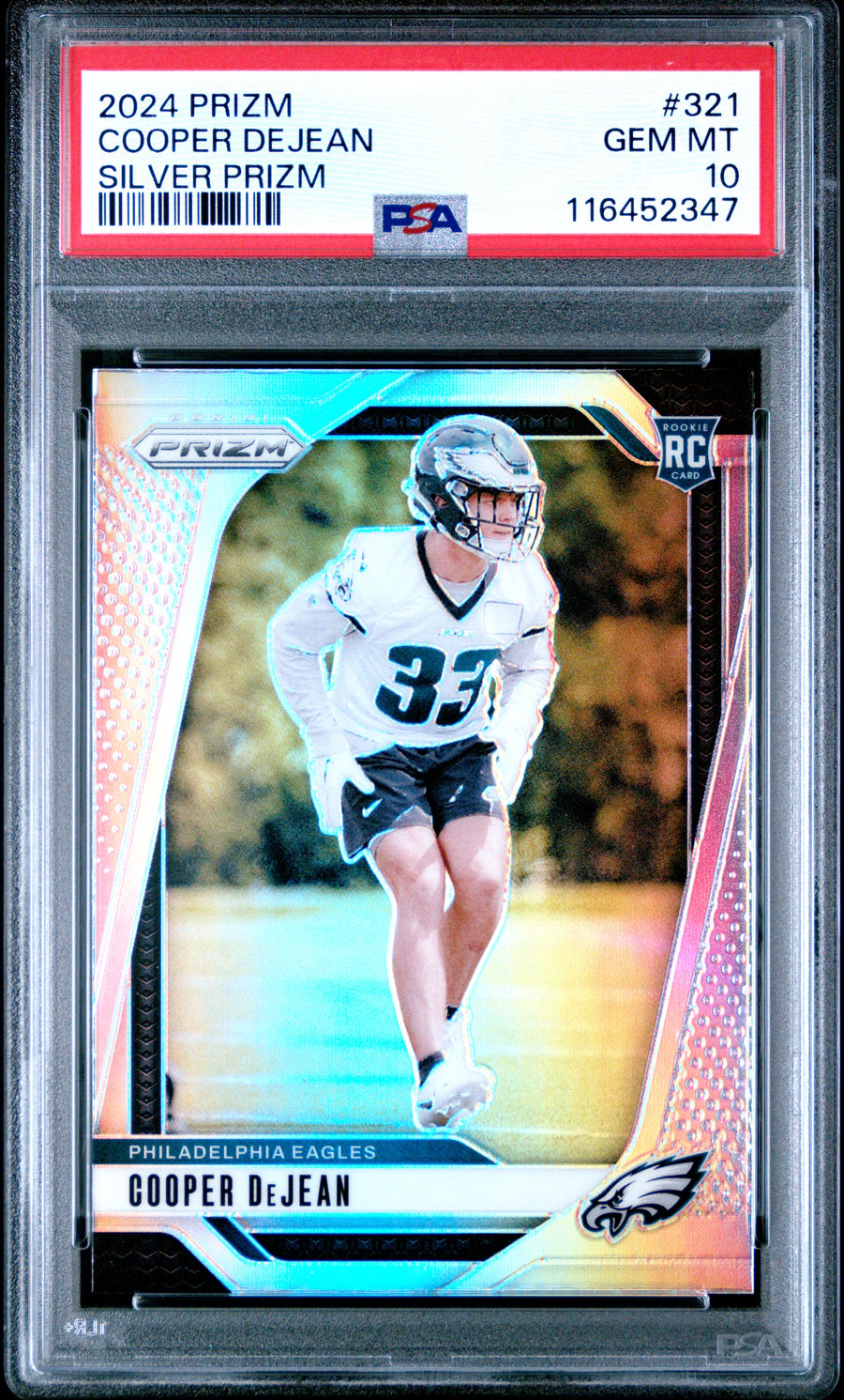 2024 Panini Prizm #321 Cooper Dejean Silver Prizm RC PSA 10 — Front