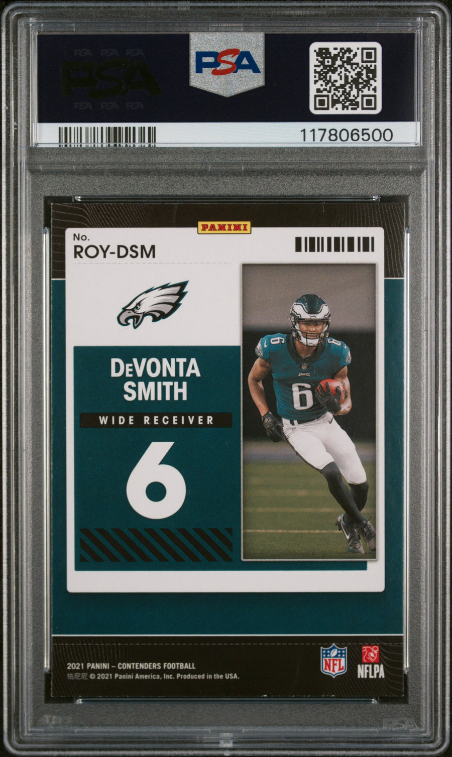 2021 Panini Rookie Of The Year Contenders #ROYDSM Devonta Smith PSA 8 — Back