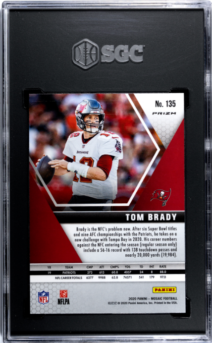 2020 Panini Mosaic #135 Tom Brady Green Prizm SGC 10 — Back