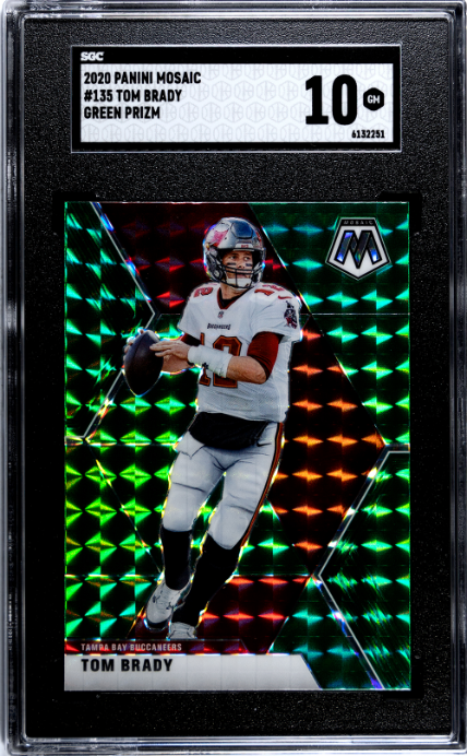 2020 Panini Mosaic #135 Tom Brady Green Prizm SGC 10 — Front