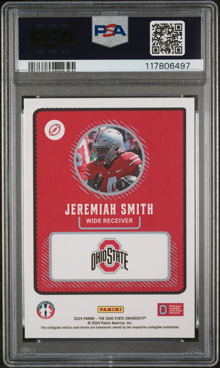 2024 Panini Nil The Ohio State University Jeremiah Smith PSA 10 — Back