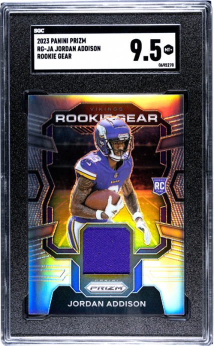 2023 Panini Prizm #RG-JA Jordan Addison Rookie Gear RC SGC 9.5 — Front