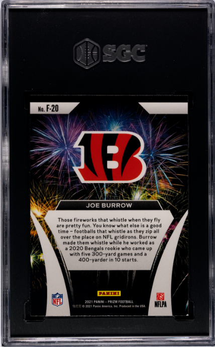 2021 Panini Prizm #F-20 Joe Burrow Fireworks SGC 9.5 — Back