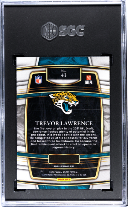 2021 Panini Select #43 Trevor Lawrence RC SGC 8 — Back