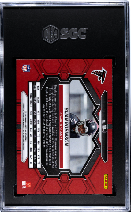 2023 Panini Mosaic #ND-9 Bijan Robinson NFL Debut RC SGC 9.5 — Back