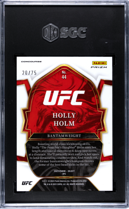 2023 Panini Select UFC #44 Holly Holm Neon Green Prizm SGC 10 — Back