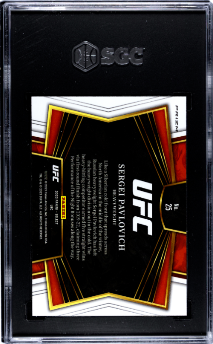 2023 Panini Select UFC #25 Sergei Pavlovich Silver Prizm SGC 9 — Back
