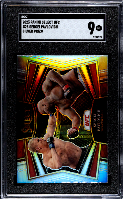 2023 Panini Select UFC #25 Sergei Pavlovich Silver Prizm SGC 9 — Front