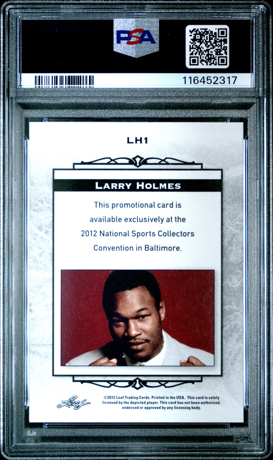 2012 Leaf National Convention #LH1 Larry Holmes National Convention PSA 10 — Back
