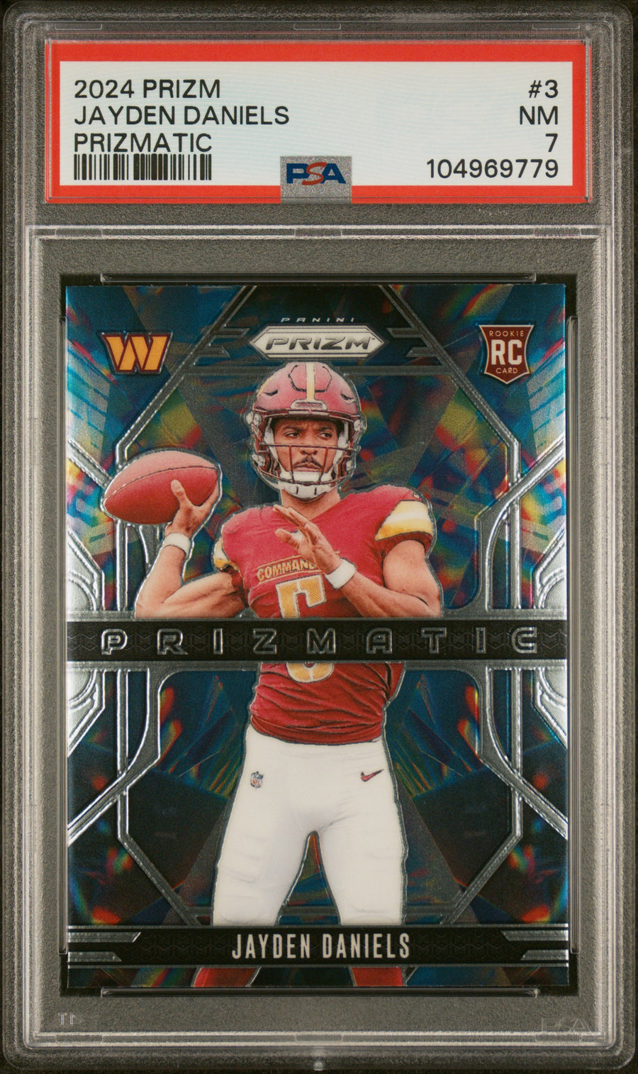 2024 Panini Prizm Prizmatic #3 Jayden Daniels RC PSA 7 — Front