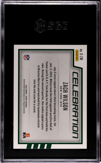 2022 Panini Score #C-ZW Zach Wilson Celebration SGC 10 — Back
