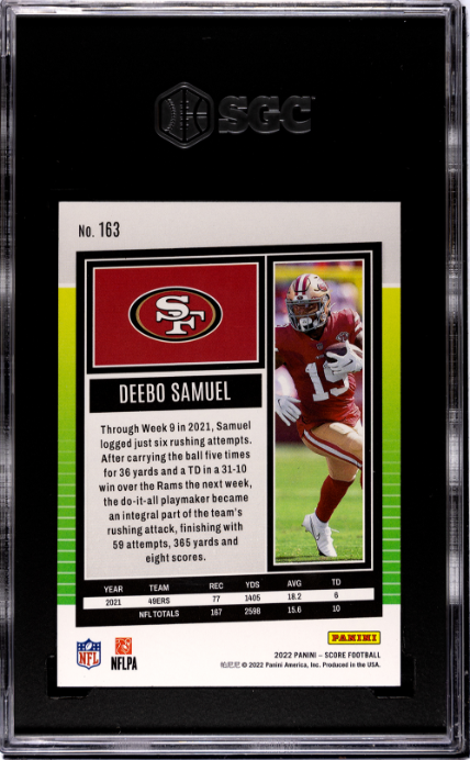 2022 Panini Score #163 Deebo Samuel SGC 10 — Back