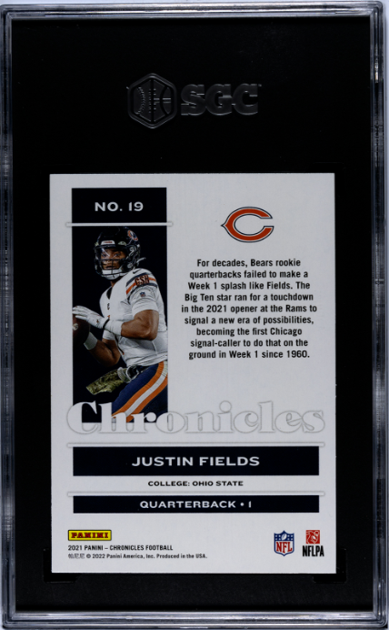 2021 Panini Chronicles #19 Justin Fields RC SGC 9 — Back