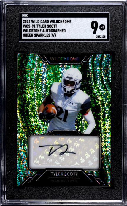 2023 Wild Card Wildchrome #WCS-91 Tyler Scott Wildstone Green Sparkles SGC 9 — Front