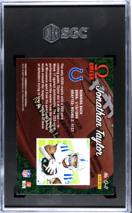 2020 Panini Chronicles #O-11 Jonathan Taylor Omega RC SGC 9.5 — Back