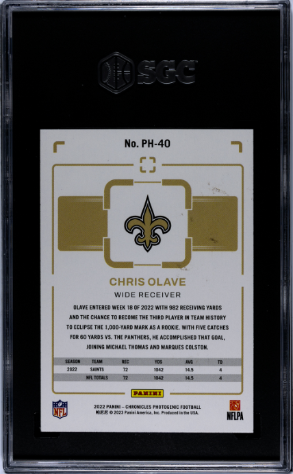 2022 Panini Chronicles #PH-40 Chris Olave Photogenic Pink RC SGC 8.5 — Back