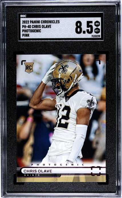 2022 Panini Chronicles #PH-40 Chris Olave Photogenic Pink RC SGC 8.5 — Front