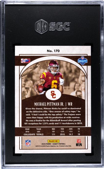 2020 Panini Legacy #170 Michael Pittman Jr. RC SGC 10 — Back