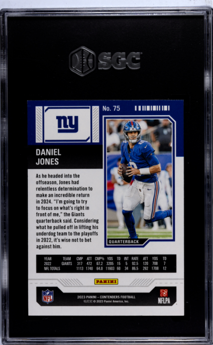 2023 Panini Contenders #75 Daniel Jones Retail Season Ticket SGC 8 — Back
