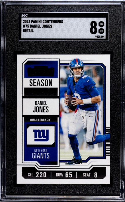 2023 Panini Contenders #75 Daniel Jones Retail Season Ticket SGC 8 — Front