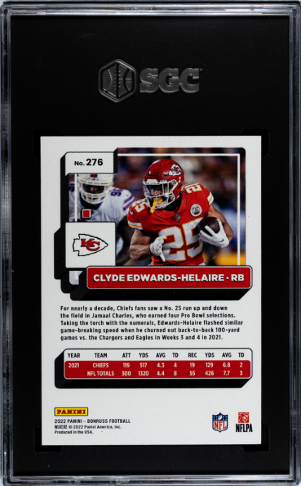 2022 Donruss #276 Clyde Edwards-Helaire SGC 9.5 — Back