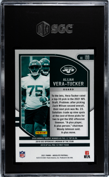 2021 Panini Absolute #199 Alijah Vera-Tucker Retail RC SGC 9 — Back