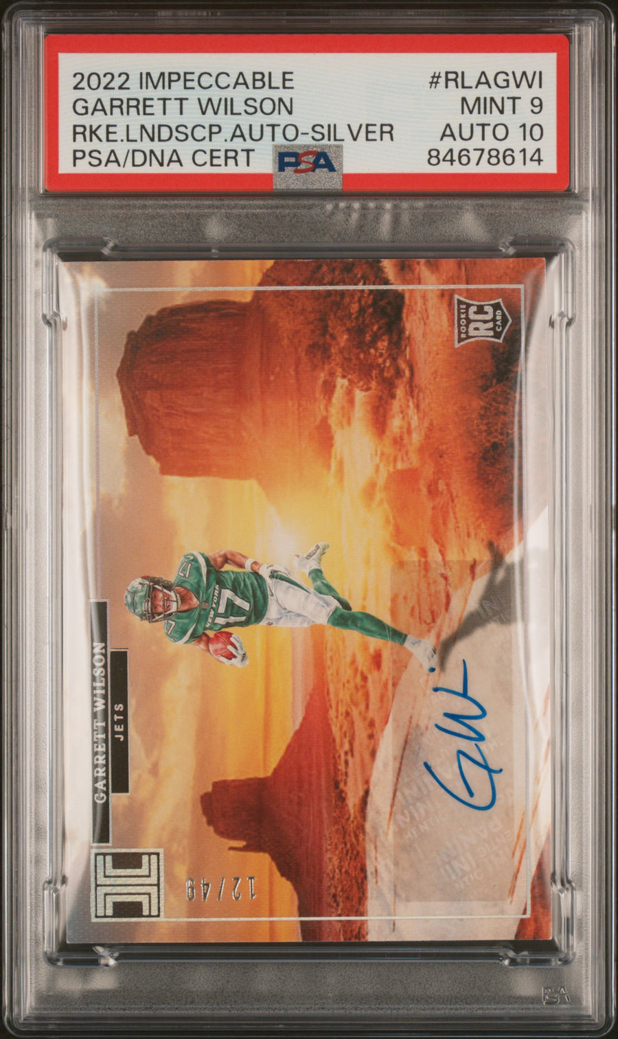 2022 Panini Impeccable Rookie Landscape Autographs #RLAGWI Garrett Wilson Silver RC PSA 9-10 — Front