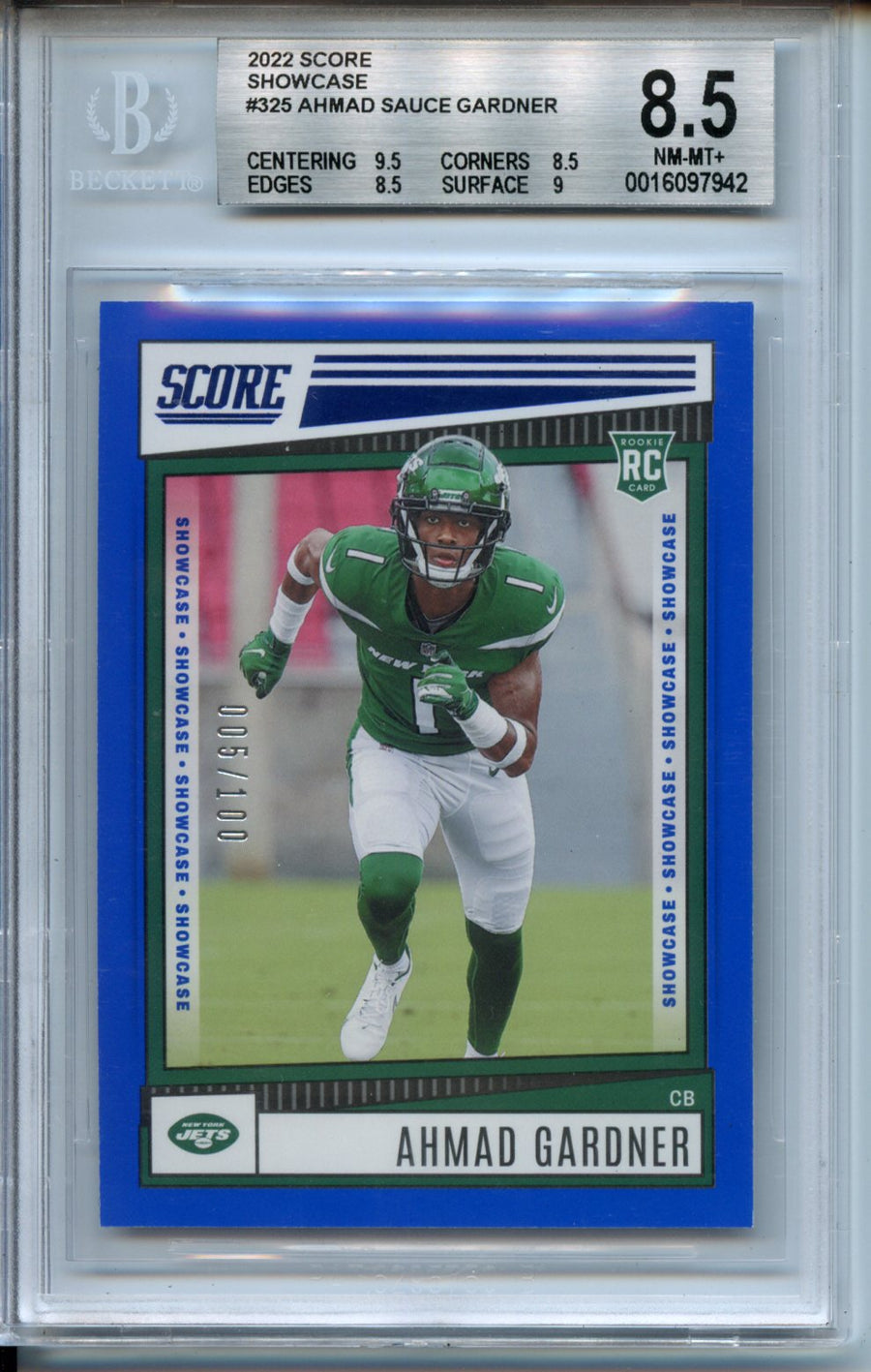 2022 Score Showcase #325 Ahmad Sauce Gardner RC BGS 8.5 — Front