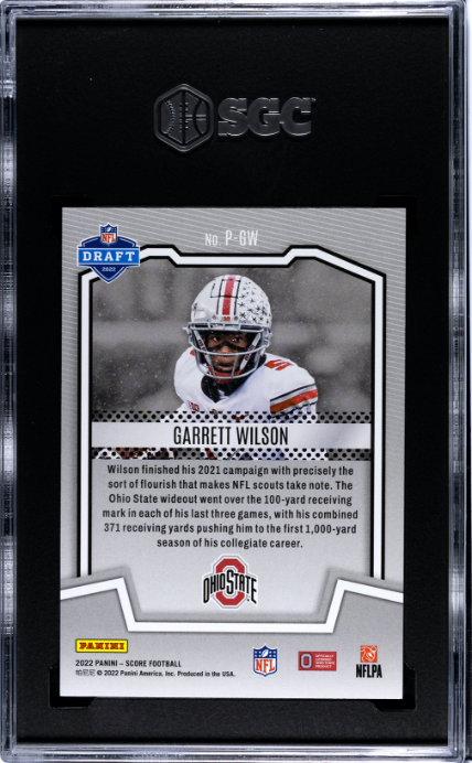 2022 Panini Score #P-GW Garrett Wilson Protential RC SGC 10 — Back
