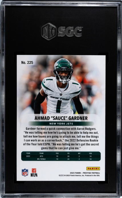 2023 Panini Prestige #225 Ahmad Gardner SGC 10 — Back