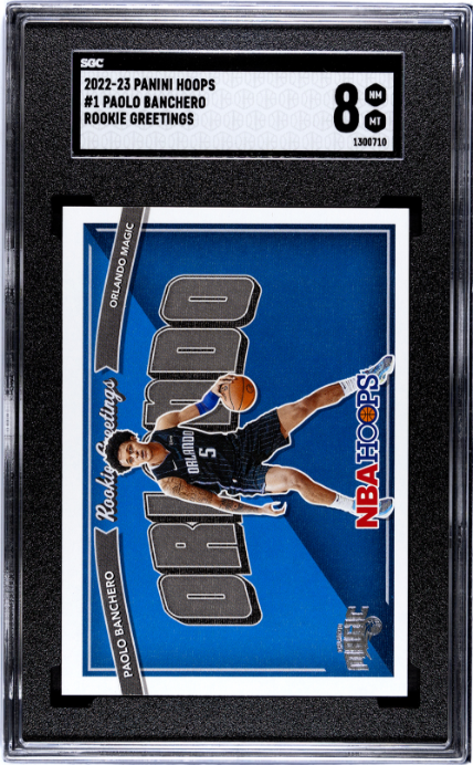2022-23 Panini Hoops #1 Paolo Banchero Rookie Greetings SGC 8 — Front