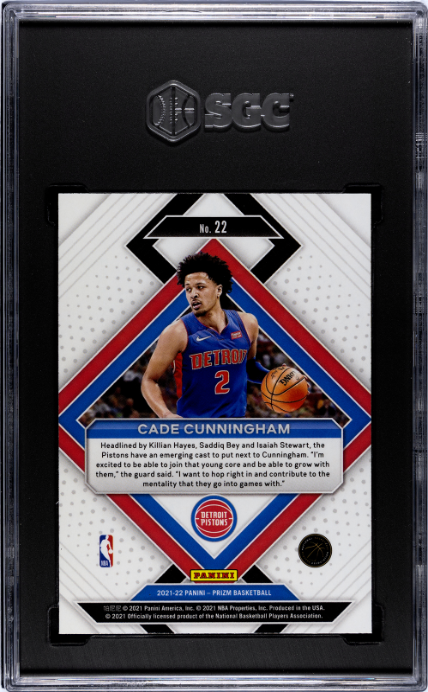 2021-22 Panini Prizm #22 Cade Cunningham Emergent RC SGC 8.5 — Back