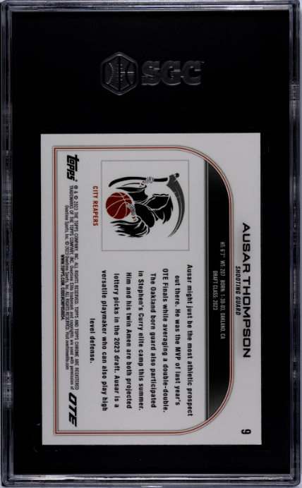 2022-23 Topps Chrome Overtime Elite #9 Ausar Thompson SGC 9.5 — Back