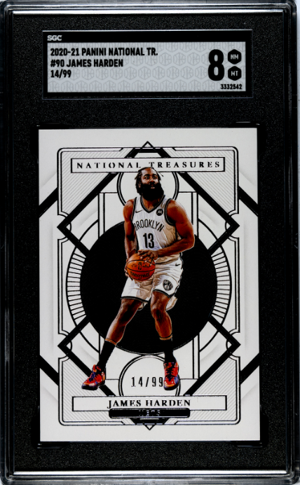 2020-21 Panini National Treasures #90 James Harden SGC 8 — Front