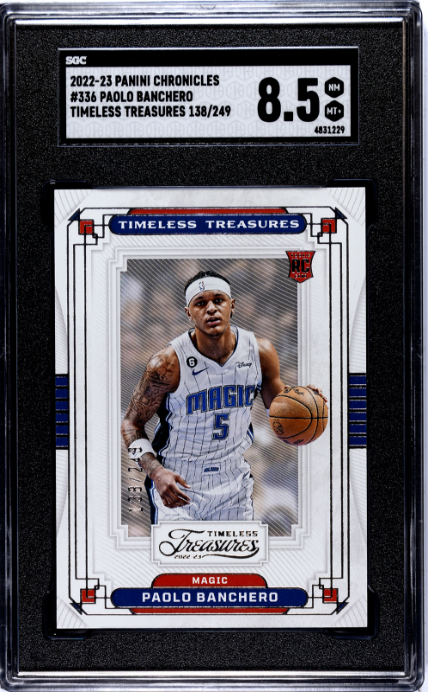 2022-23 Panini Chronicles #336 Paolo Banchero Timeless Treasures RC SGC 8.5 — Front