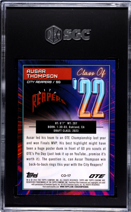 2022-23 Topps Chrome Overtime Elite #CO-17 Ausar Thompson Class Of '22 SGC 9.5 — Back