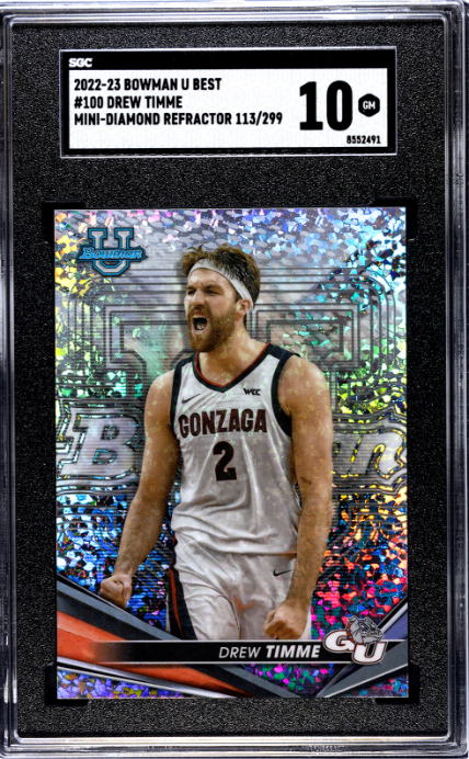 2022-23 Bowman University Best #100 Drew Timme Mini-Diamond Ref. SGC 10 — Front