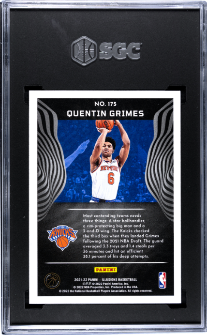 2021-22 Panini Illusions #175 Quentin Grimes RC SGC 8.5 — Back