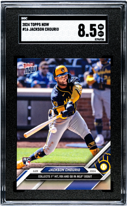 2024 Topps Now #16 Jackson Chourio RC SGC 8.5 — Front