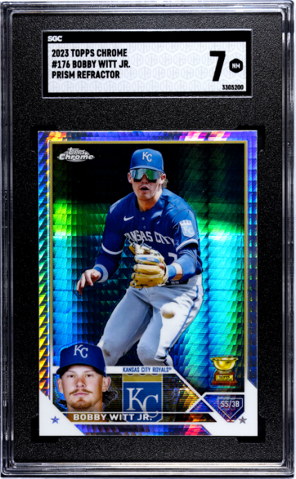 2023 Topps Chrome #176 Bobby Witt Jr. Prism Refractor SGC 7 — Front