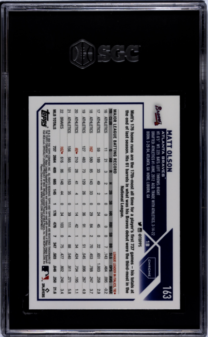 2023 Topps Chrome #163 Matt Olson SGC 10 — Back