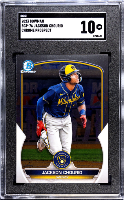 2023 Bowman #BCP-76 Jackson Chourio Chrome Prospect SGC 10 — Front