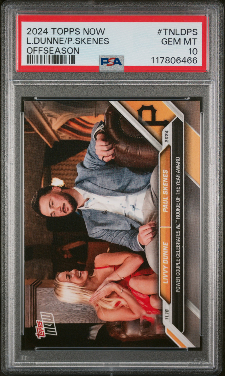 (9)2024 Topps Now Offseason #TNLDPS L.Dunne/P.Skenes PSA 10 — Front