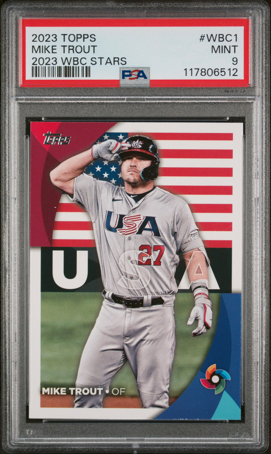 2023 Topps 2023 World Baseball Classic Stars #WBC1 Mike Trout PSA 9 — Front