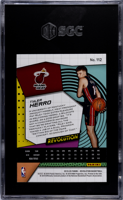 2019-20 Panini Revolution #112 Tyler Herro RC SGC 8.5 — Back