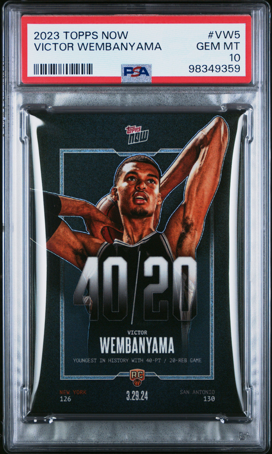 2023 Topps Now #VW5 Victor Wembanyama RC PSA 10 — Front