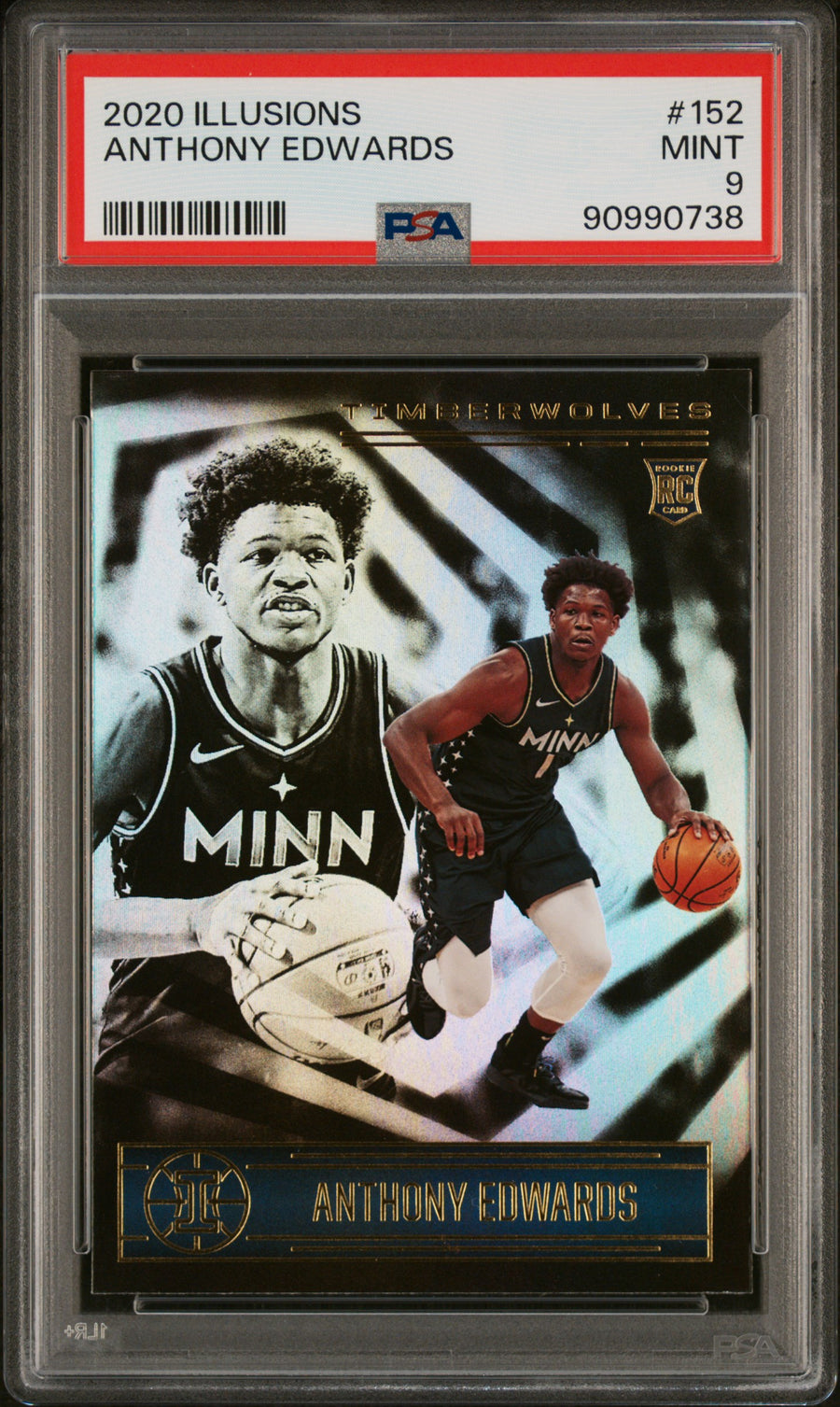 2020 Panini Illusions #152 Anthony Edwards RC PSA 9 — Front