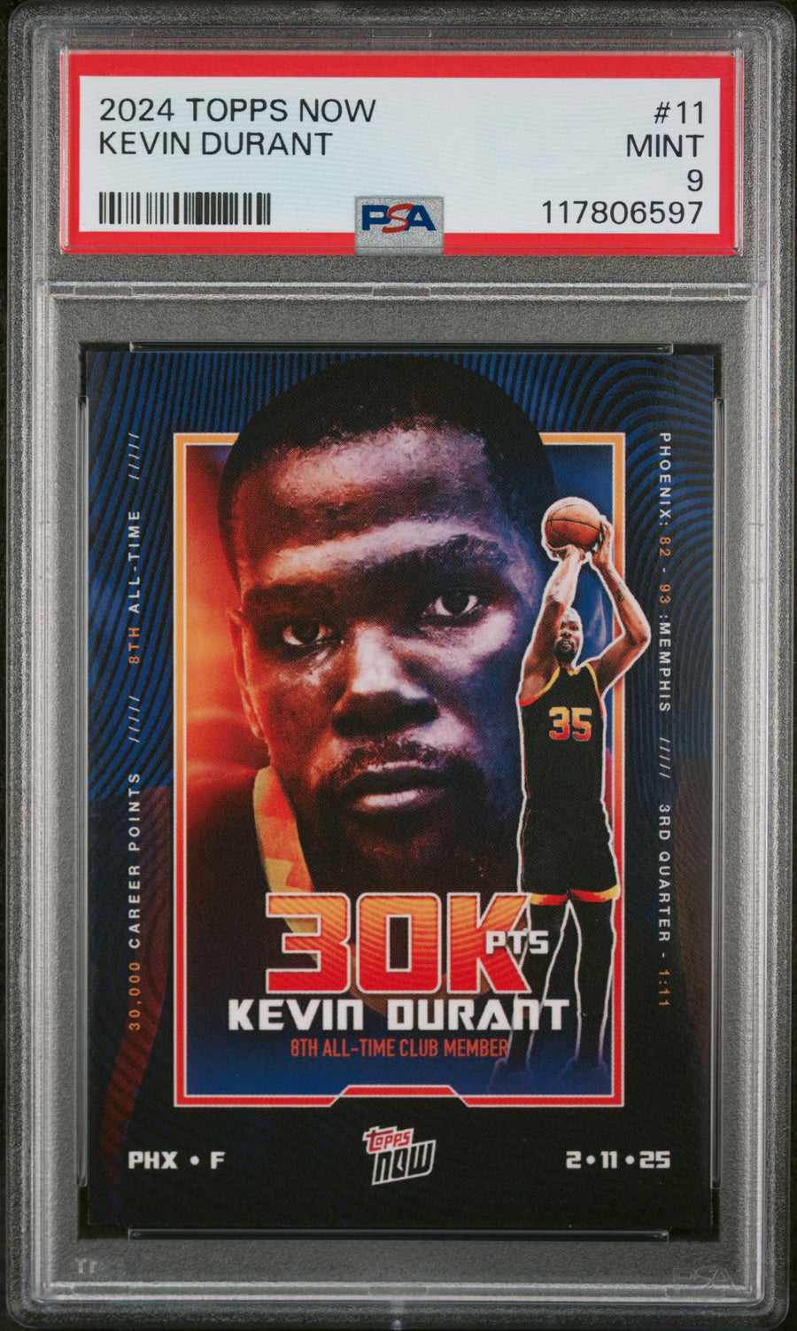 2024 Topps Now #11 Kevin Durant PSA 9 — Front