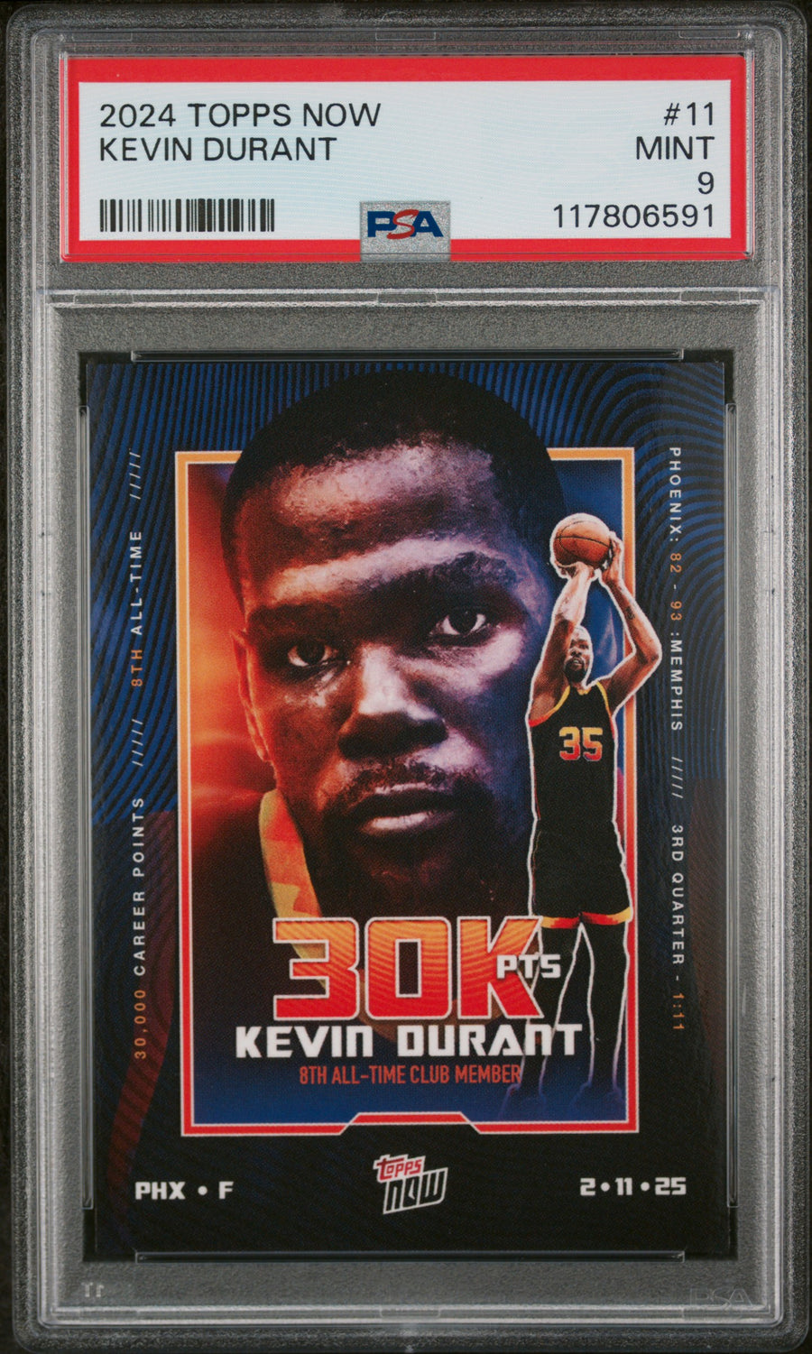 (3)2024 Topps Now #11 Kevin Durant PSA 9 — Front