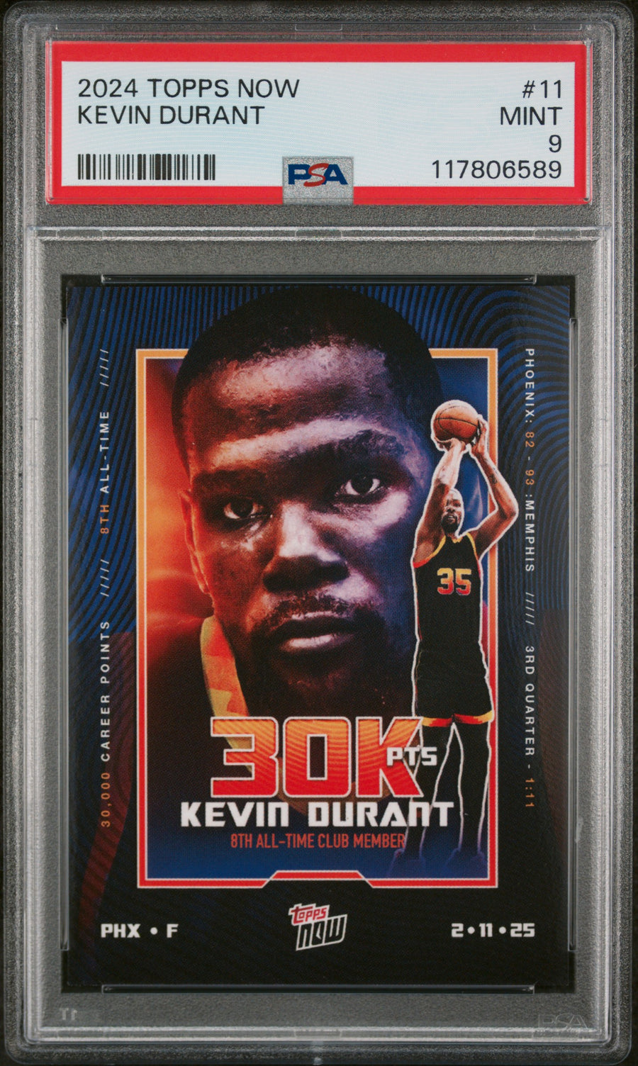 (4)2024 Topps Now #11 Kevin Durant PSA 9 — Front